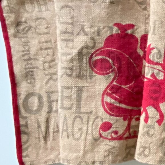 Burlap Red Santa Sleigh Table Runner 70" x 13" - Picture 4 of 5